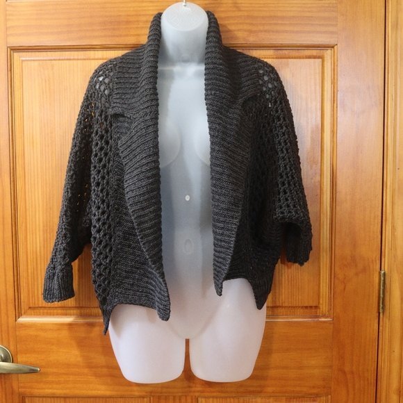 Theory Black Doleman Chunky Knit Open Cardigan Sweater Small Oversized - Picture 12 of 12